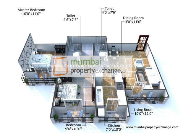 2 BHK Floor Plan