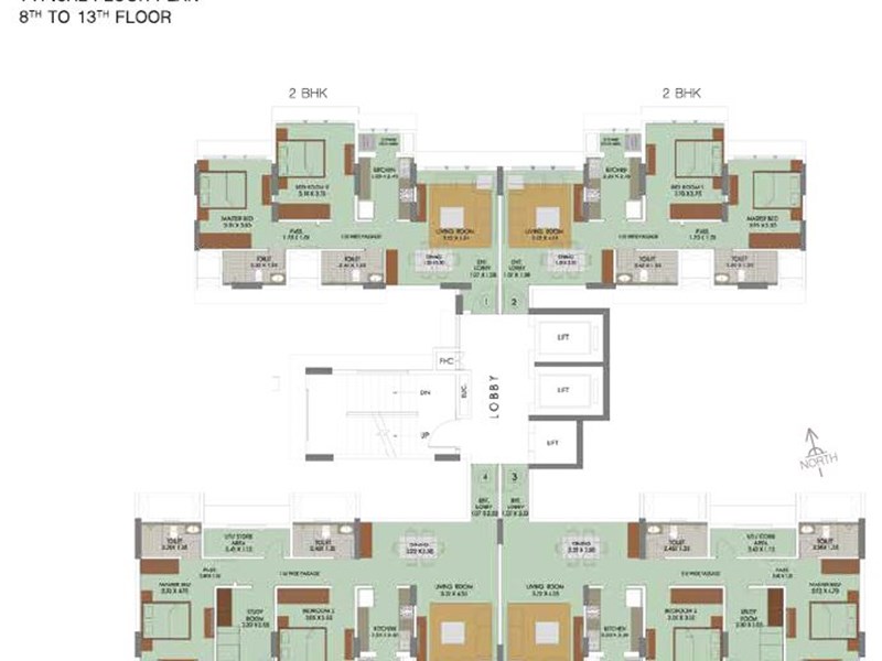 Runwal Elina Wing B Typical Floorplan 8th-13th floor