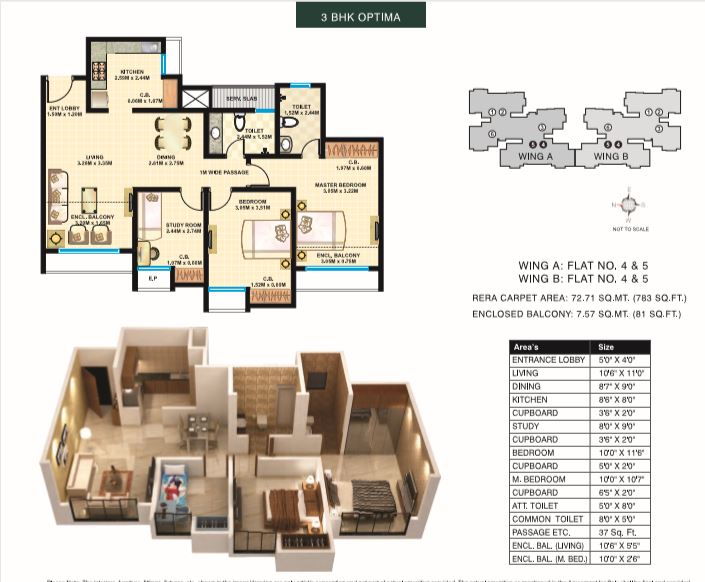 Dosti Desire Pearl 3BHK Optima layout