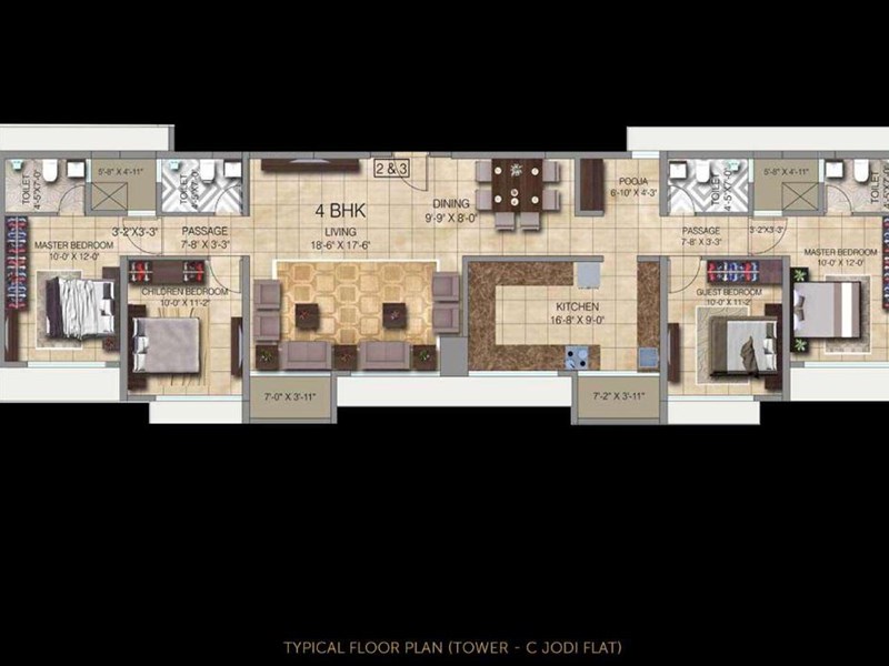 Ananda Residency Typical Floor Plan Jodi Flat Tower C