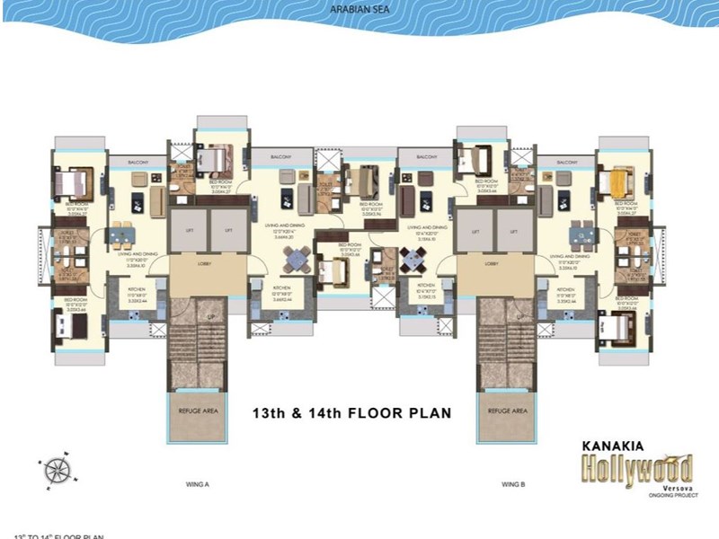 Kanakia Hollywood 13th-14th Typical Floor Plan