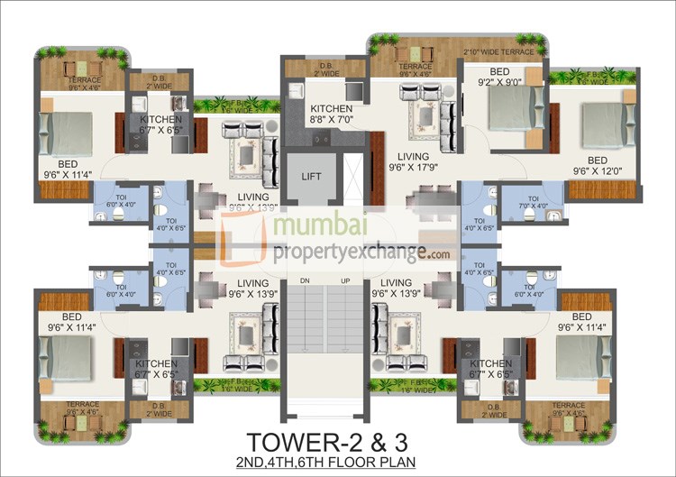 Tower 2 Even Floor Plan