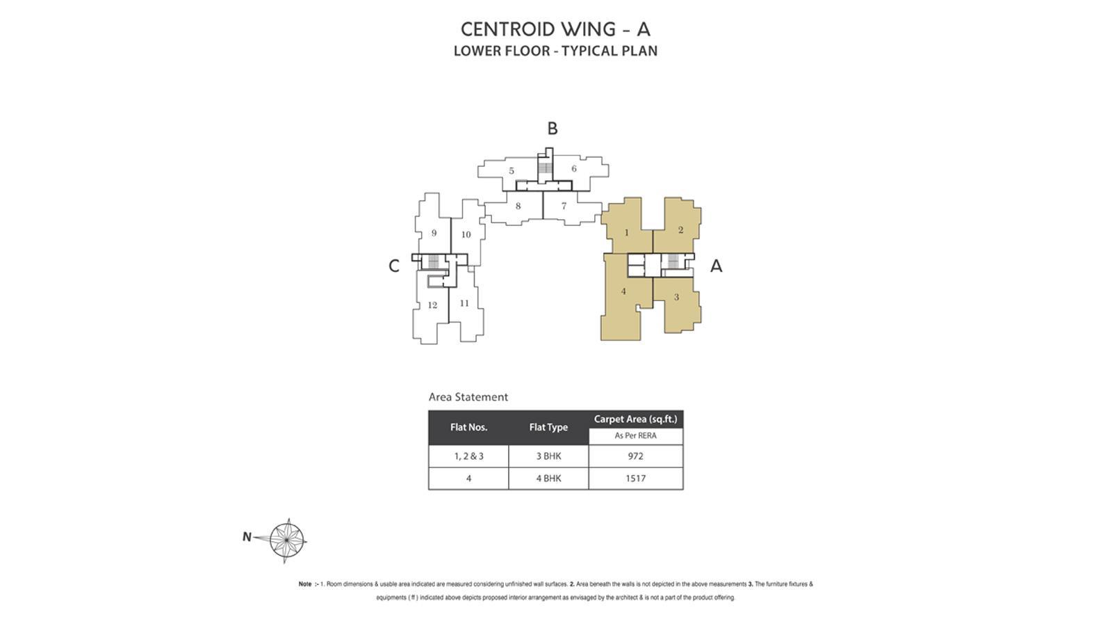 Centroid Wing A Typical Lower Floor Plan