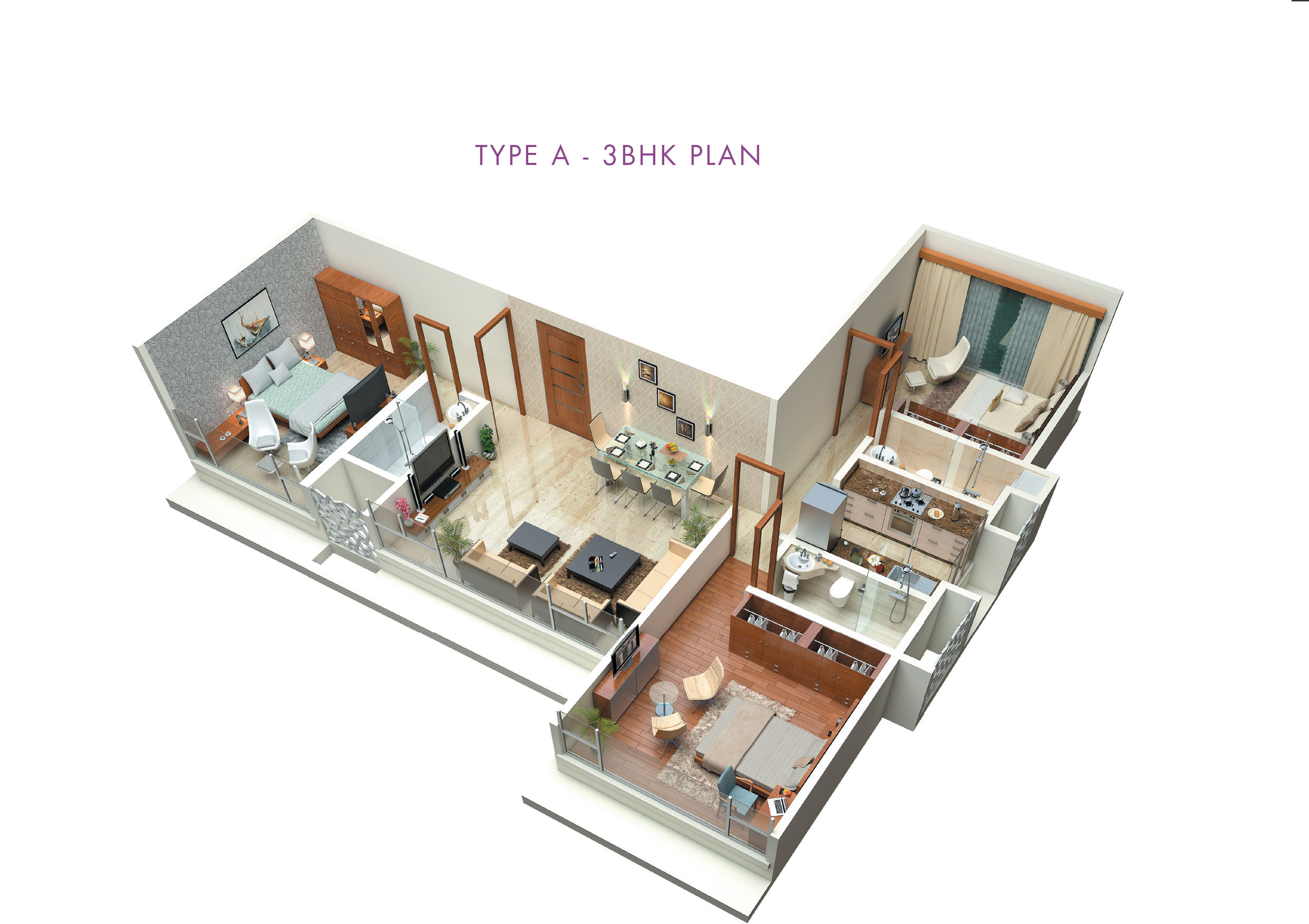 Swiss Boulevard Type A 3BHK Plan