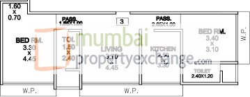 2 BHK Floor plan