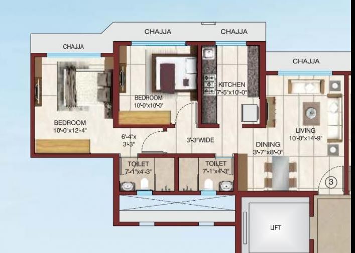 Rudraksha 2BHK plan