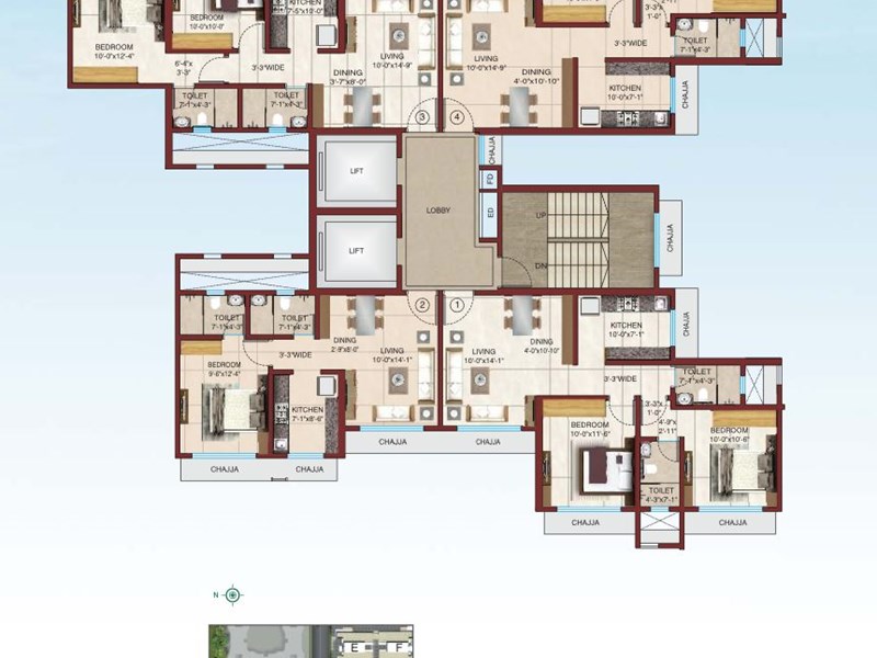 Rudraksha Typical Floor Plan Wing A
