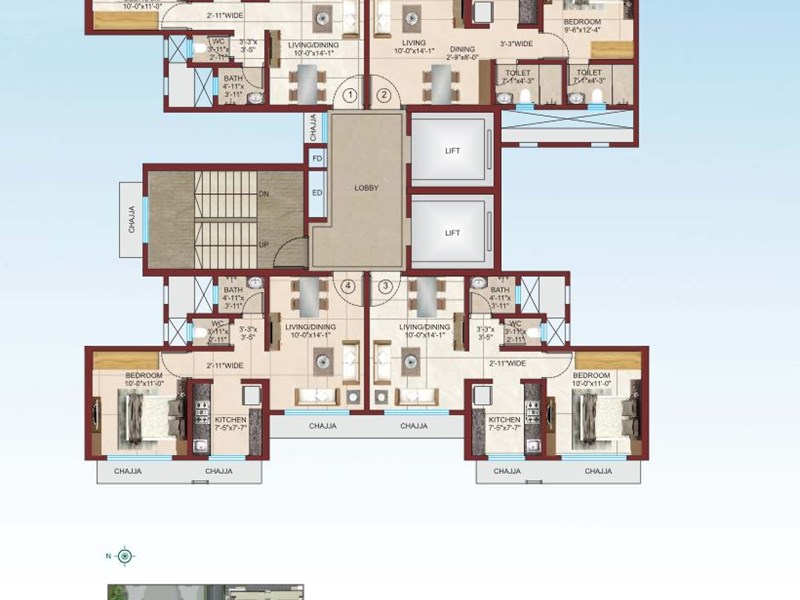 Rudraksha Typical Floor Plan Wing B