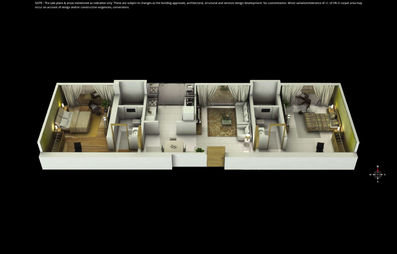 Reagalia 2BHK Isometric Plan Type2