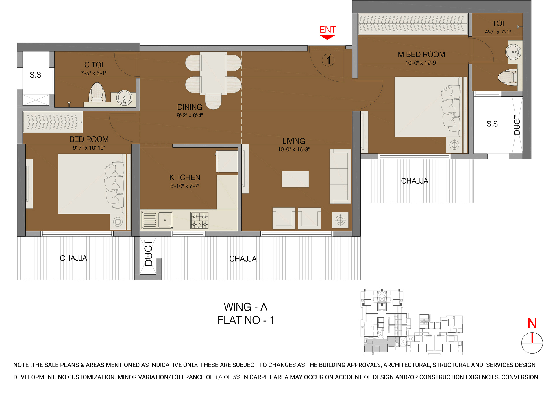 Regalia 2BHK Wing A Unit 01 Plan