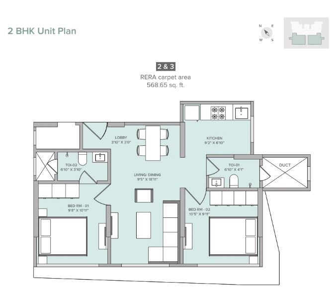 Marathon Eminence 2BHK Unit Plan