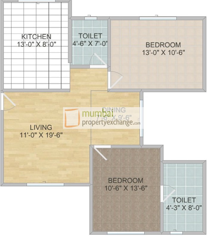 2BHK Floor Plan