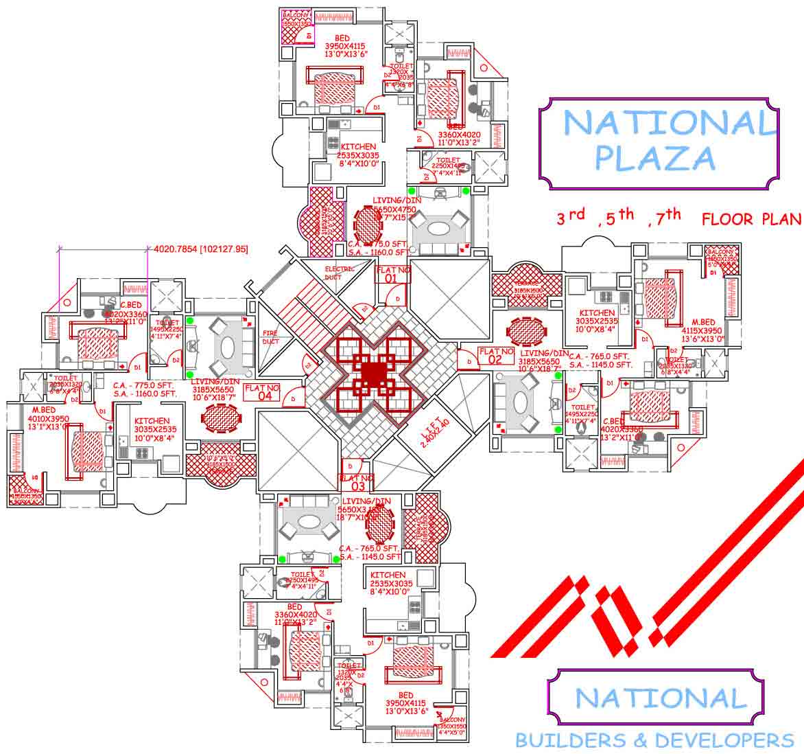 3rd,4th,7th floor plan