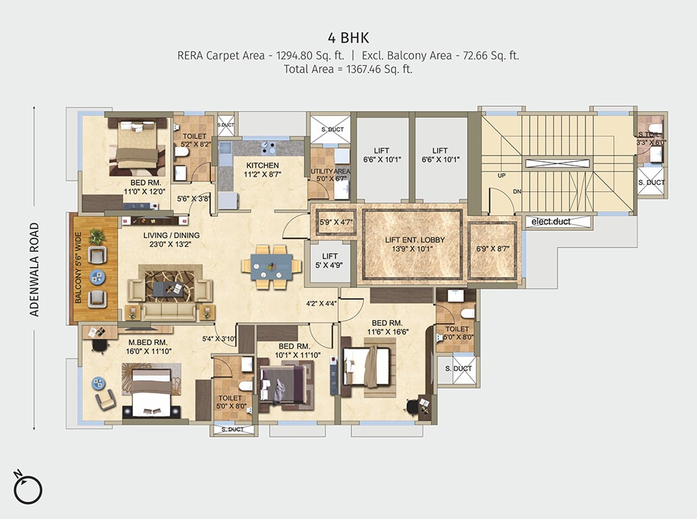 Tridhaatu Athena 4BHK Plan