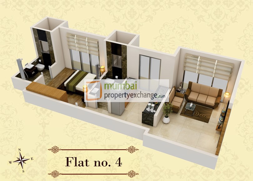 1BHK Plan flat No.4