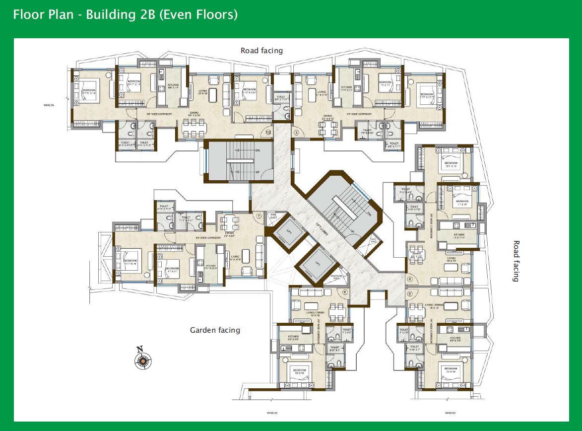 Hills Pristine Floor Plan Bldg 2B Even Floors