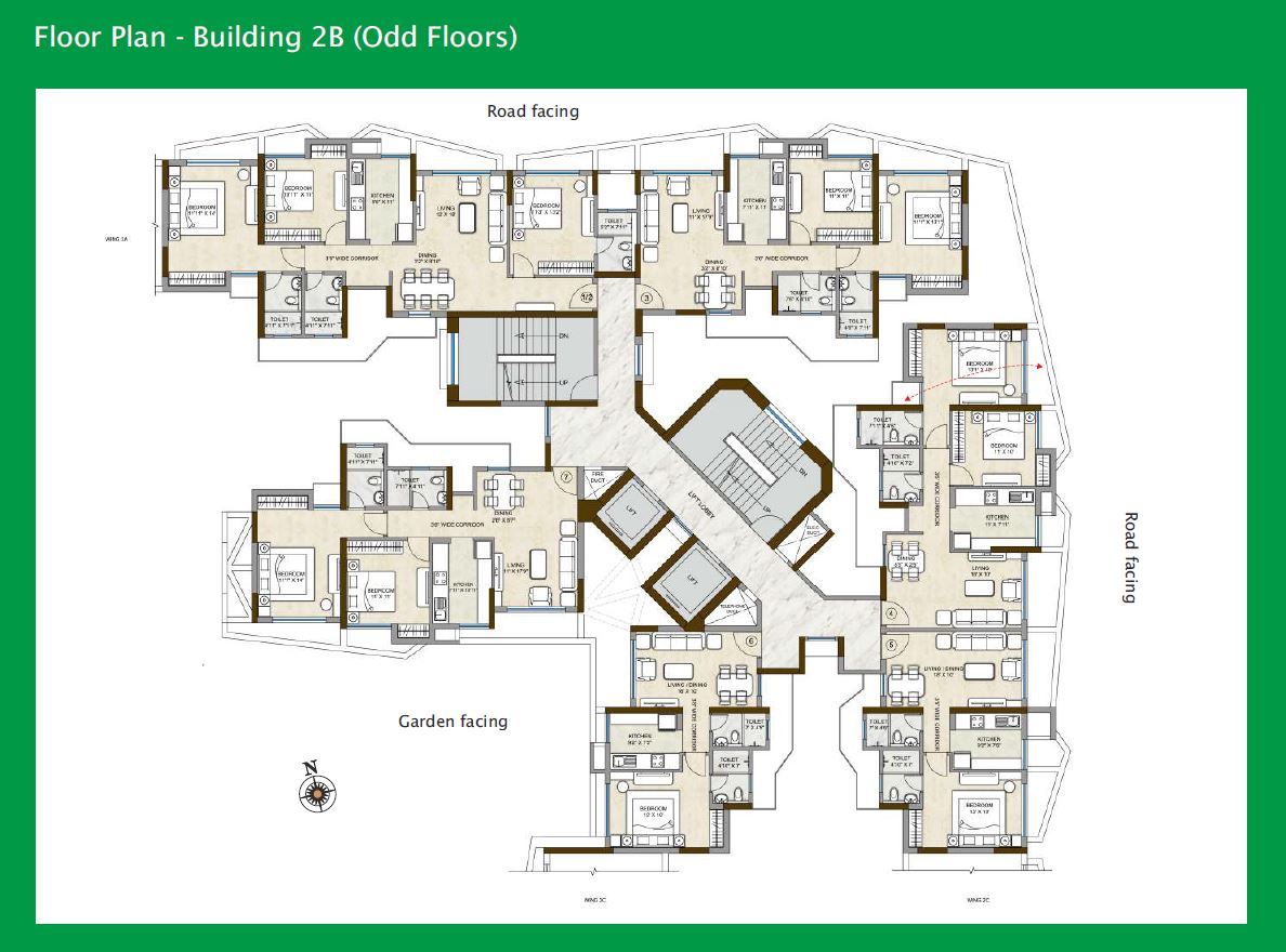 Hills Pristine Floor Plan Bldg 2B Odd Floors
