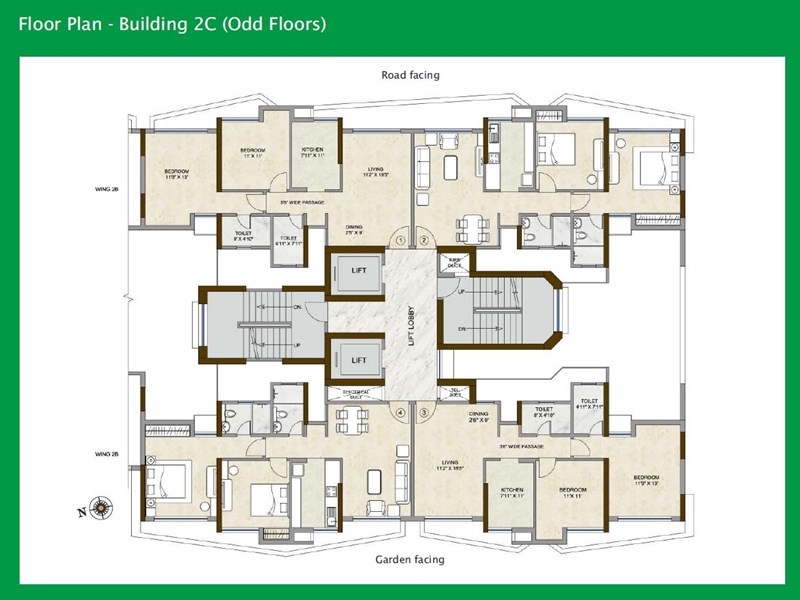 Hills Pristine Floor Plan Bldg 2C Odd Floors
