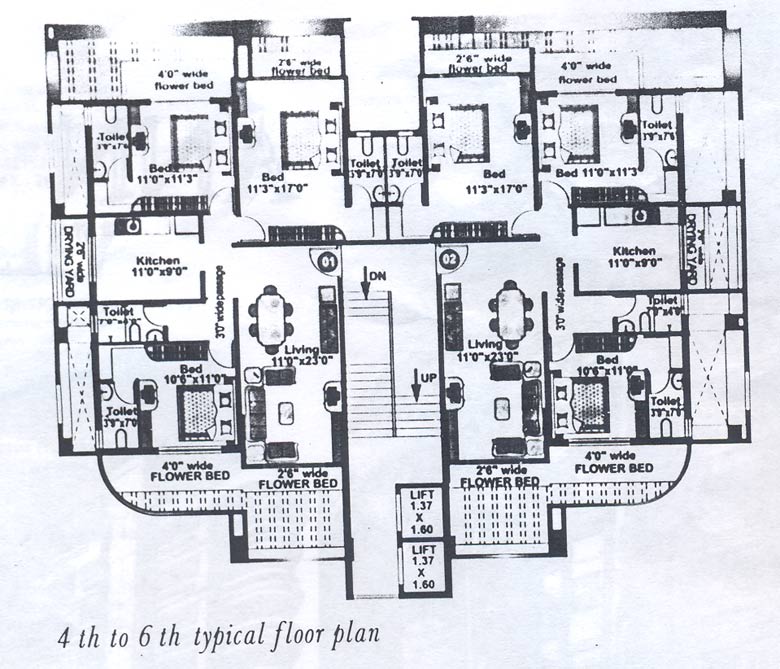 4 and 6 Floor Plan