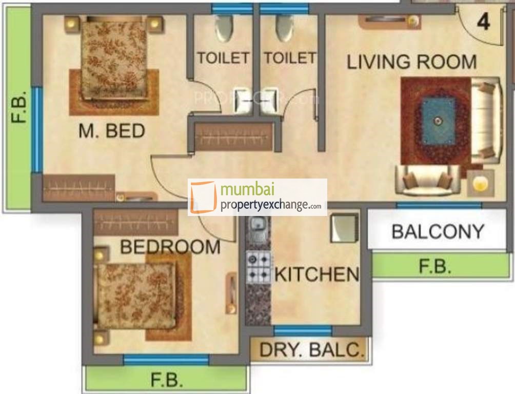 2 BHK Floor Plan