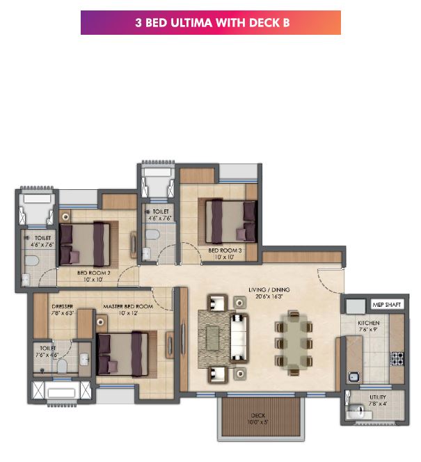 Lodha Upper Thane 3BHK Unltima with Deck B