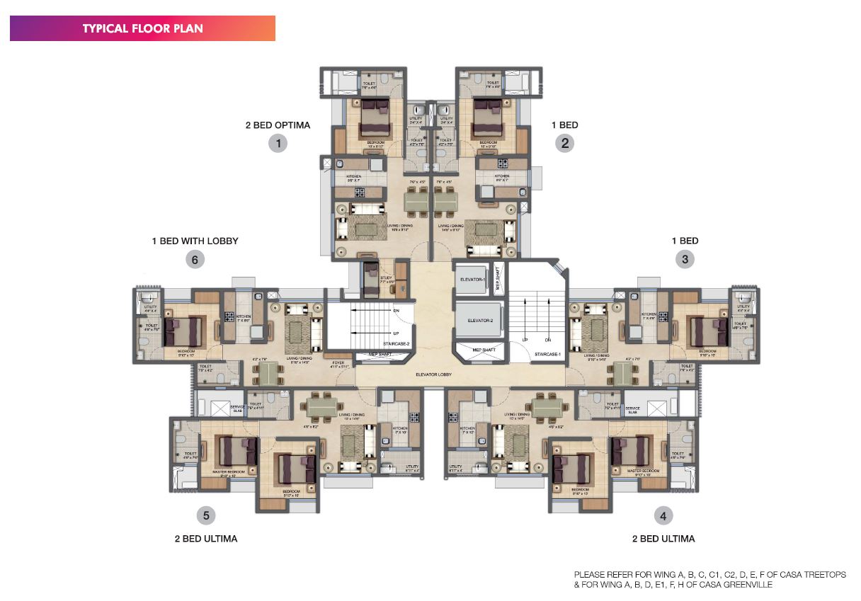 Lodha Upper Thane Typical Floor Plan Type-1
