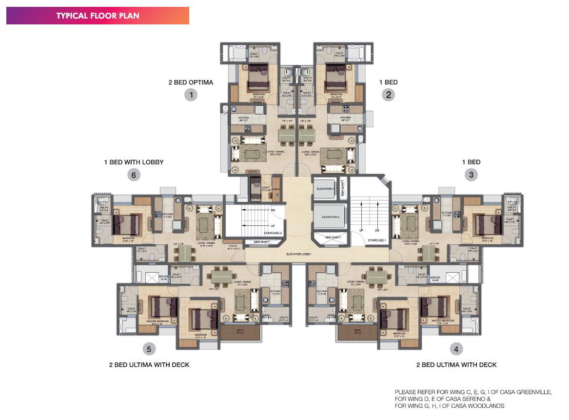 Lodha Upper Thane Typical Floor Plan Type-2