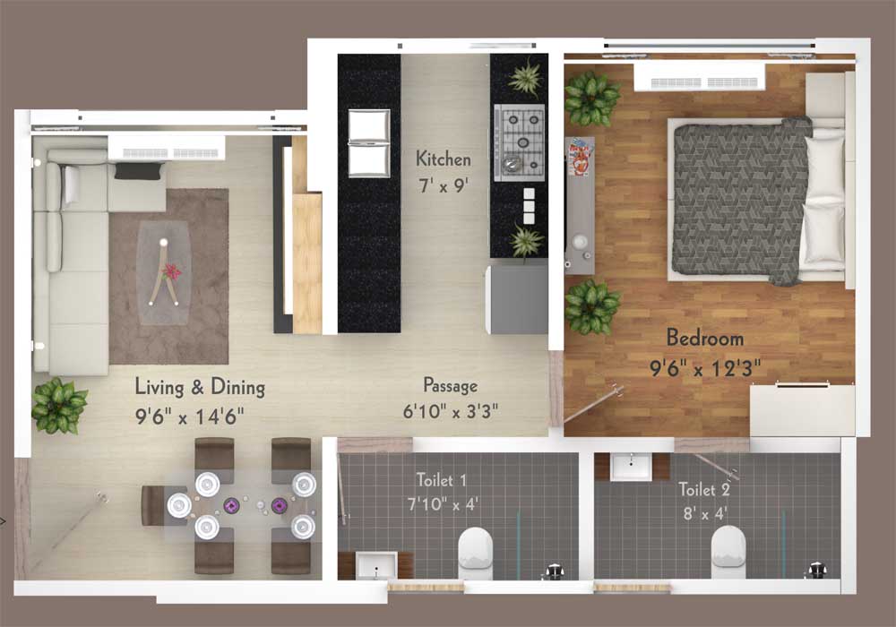 Aabiel Avenue 1BHk Plan Type-2