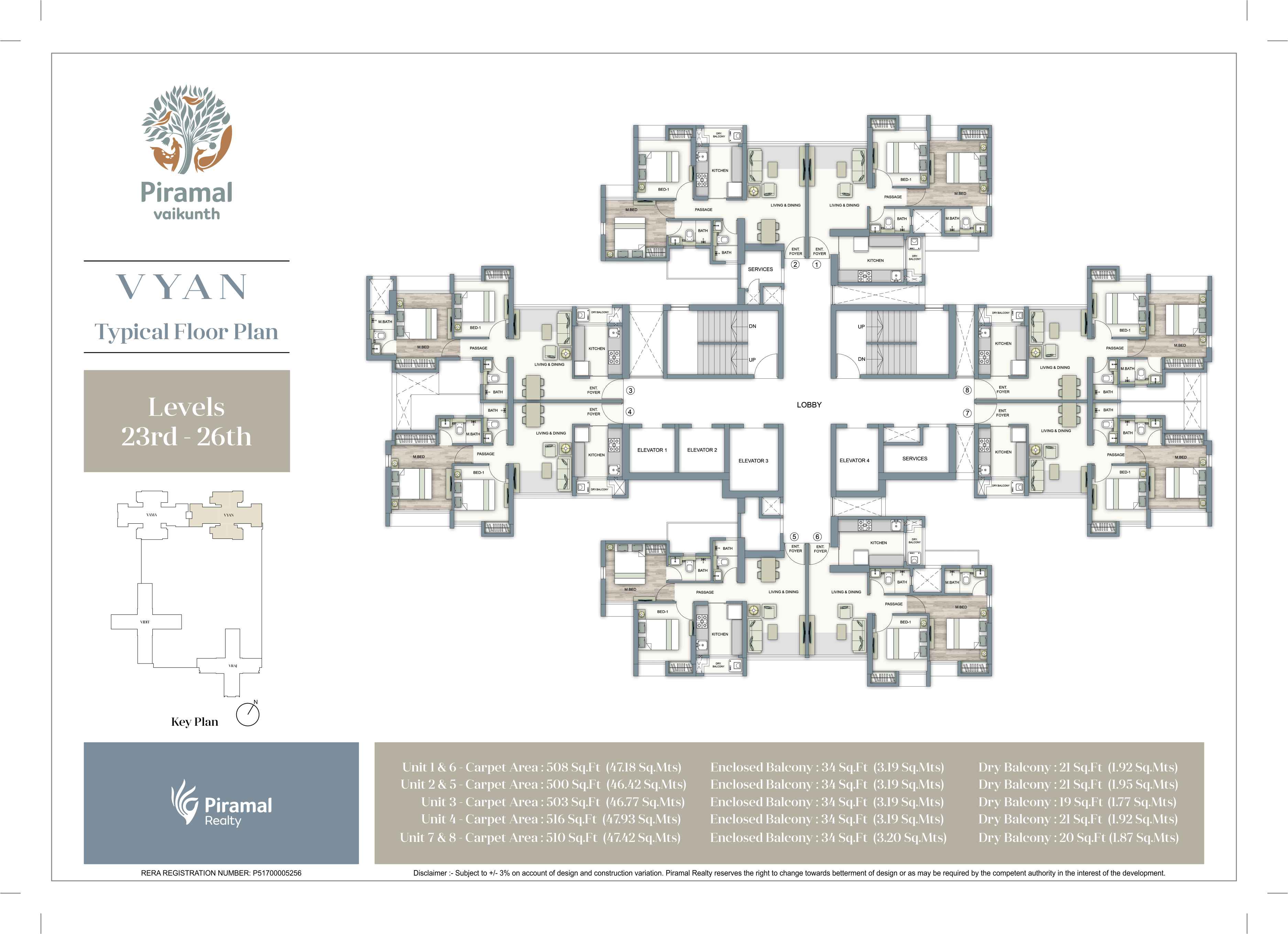 Piramal Vaikunth Vyan Typical Floorplan (23-26)