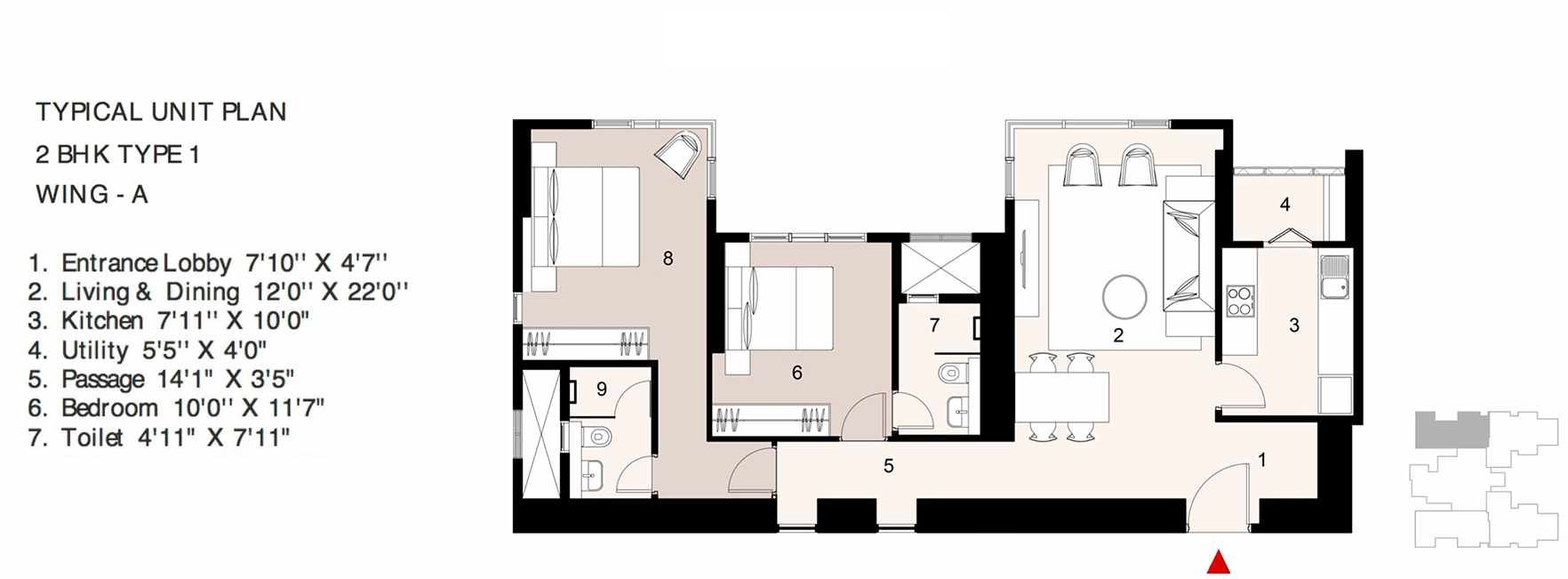 Lodha Parkside 2BHK Wing A Type 1