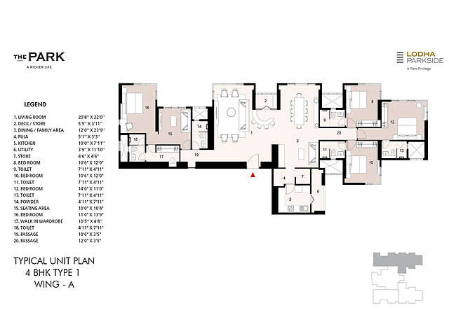 Lodha Parkside 4BHK Wing A Type 1