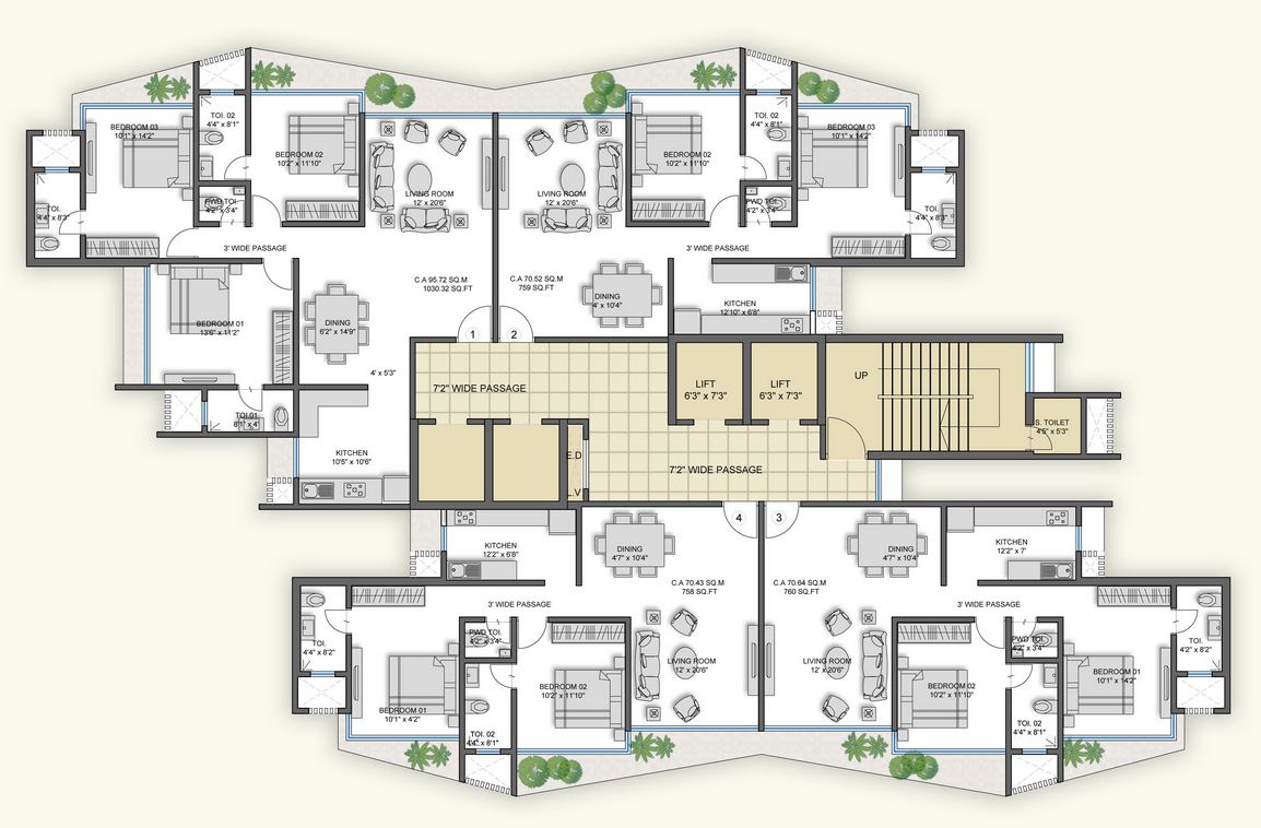 The Crest 12th-14th-18th Floor Plan