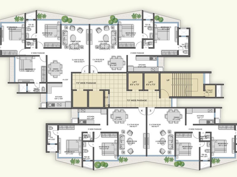 The Crest 12th-14th-18th Floor Plan