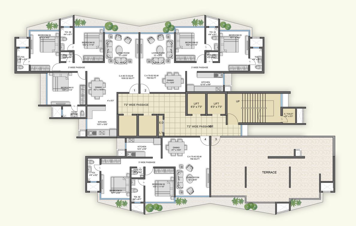 The Crest 13th Floor Plan