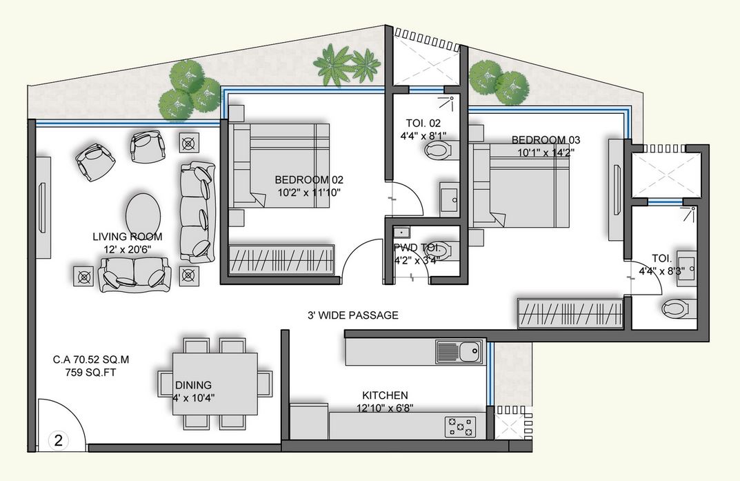The Crest 2BHK Unit 2