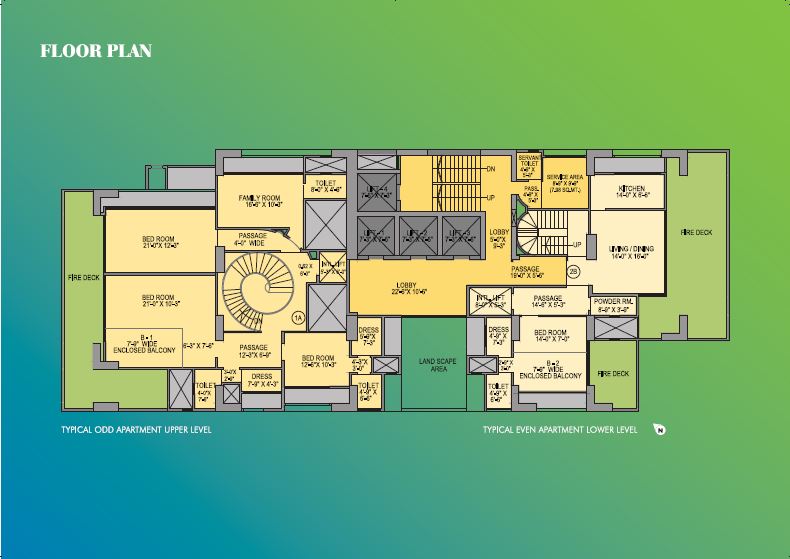 Lifescapes Aashiana Odd Upper Level Apt Typical Floorplan