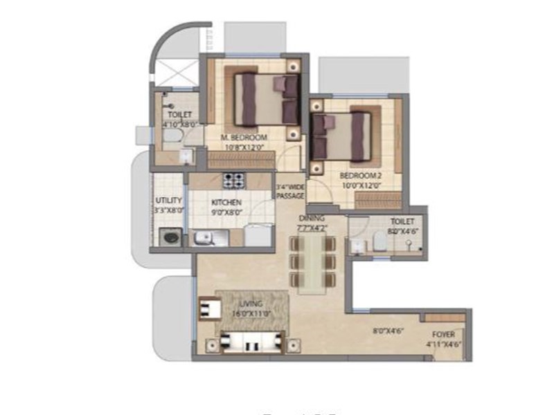 Lodha Bel Air 2BHK Luxe TYpe A