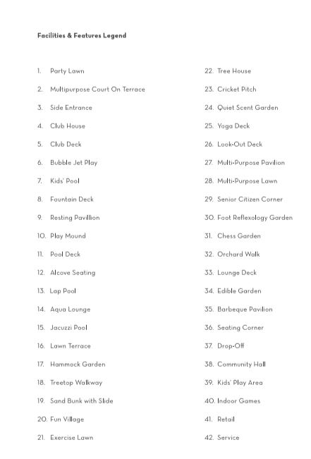 Lodha Bel Air Master Layout Legend