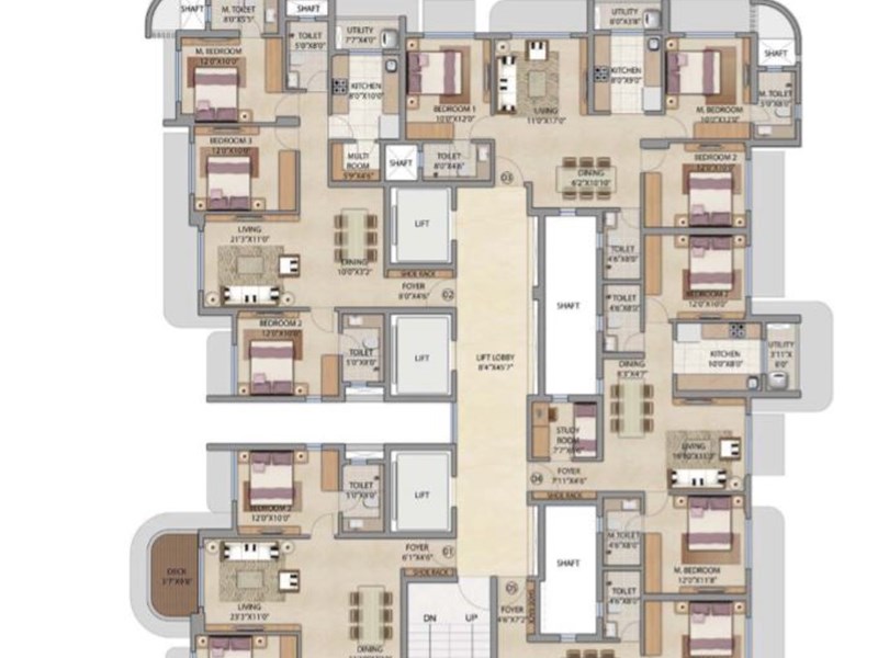 Lodha Bel Air Typical Floor Plan Tower E