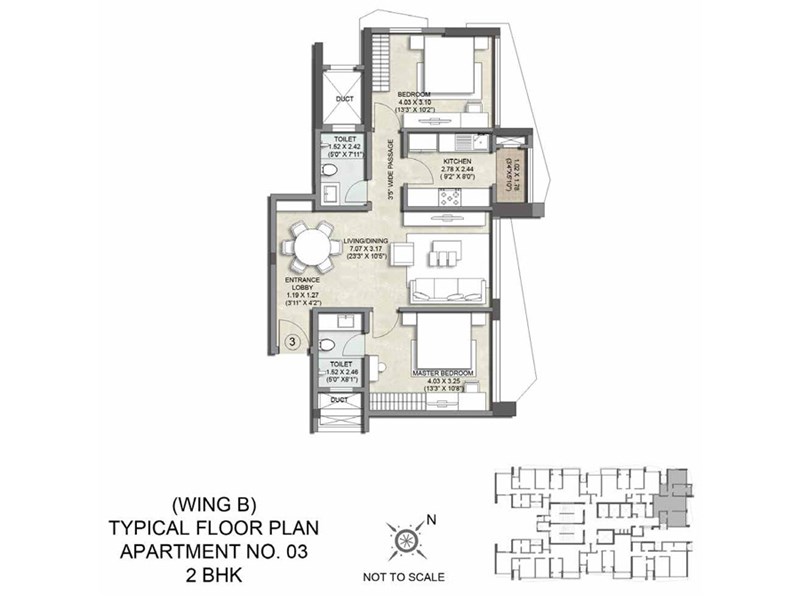 Kalpataru Magnus Wing B Apartment No 3-2BHK Typical Flrpln