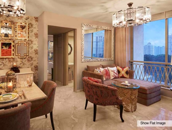 Castalia Show Flat MarbleFlooring Living-DiningRoom