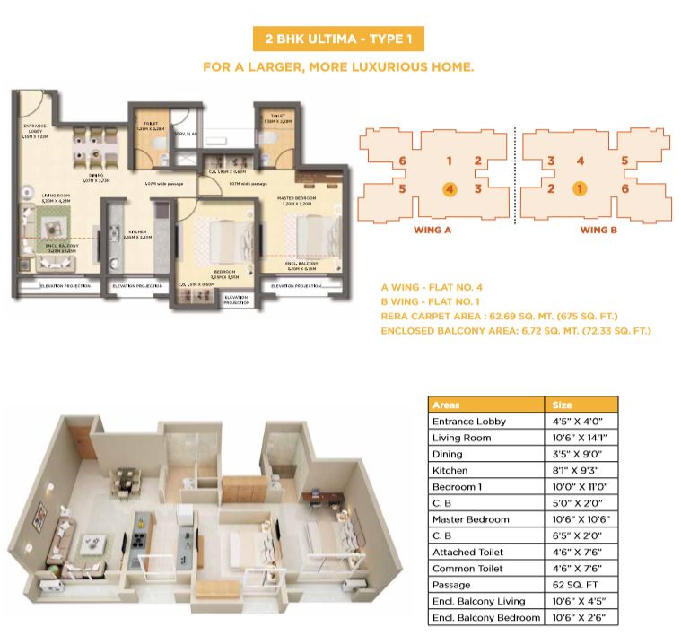 Dosti Cedar 2BHK Ultima Type 1