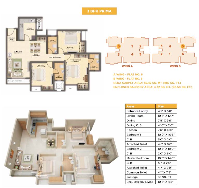 Dosti Cedar 3BHK Prima
