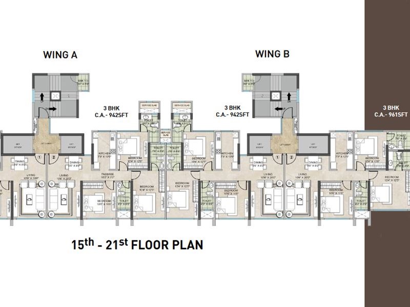 Asbury Park Typical Floor Plan 15th-21st floor