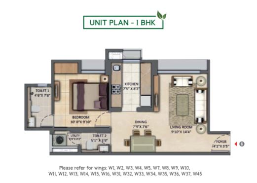Lodha Amara 1BHK Unit Plan