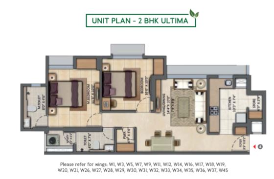 Lodha Amara 2BHK Ultima Unit Plan