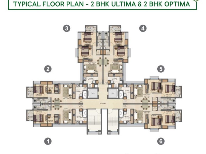 Lodha Amara Typical Floor Plan 2BHK Optima-2BHK Ultima Type 1