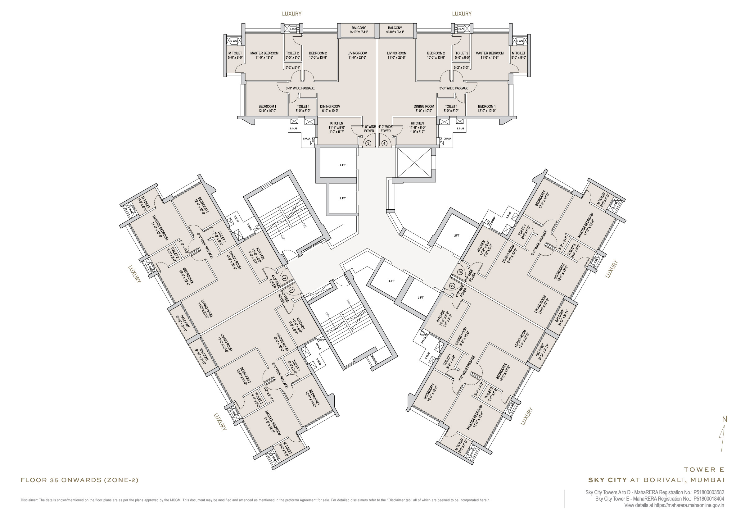 Oberoi Sky City Tower E Floor Plan (35th flr onwards)