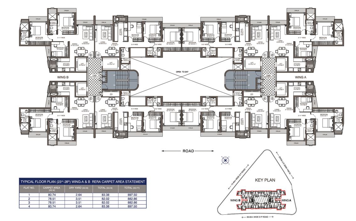 Evershine Crown Typical floor Plan Wing A-B 23rd-28th