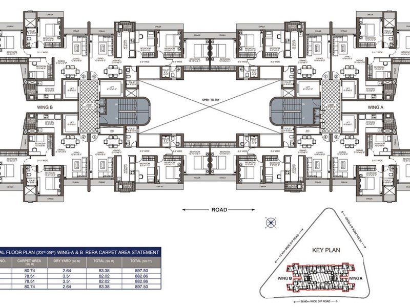 Evershine Crown Typical floor Plan Wing A-B 23rd-28th
